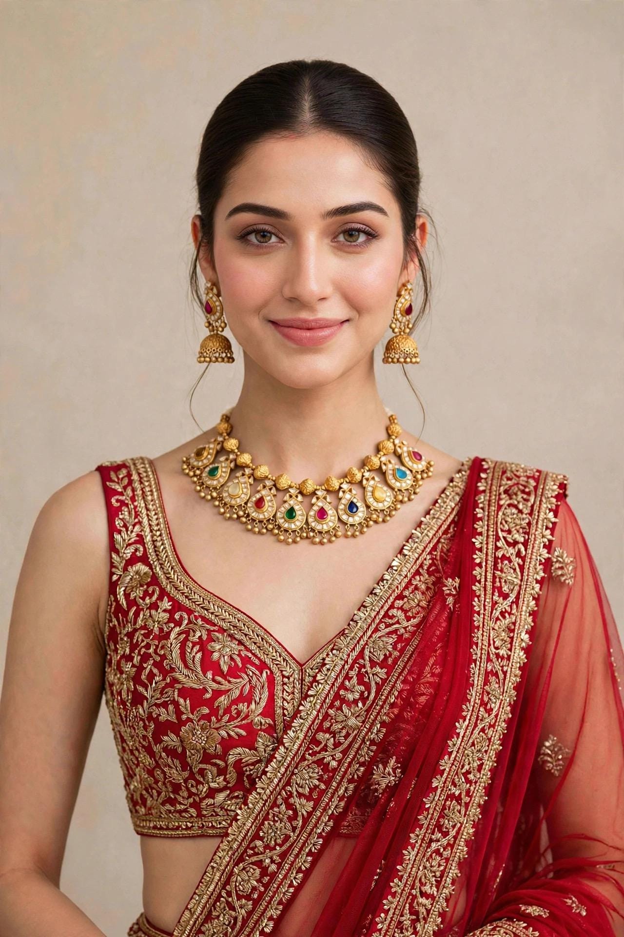 Navratna Kundan Necklace, Indian Traditional Jewelry, Handmade Earrings…