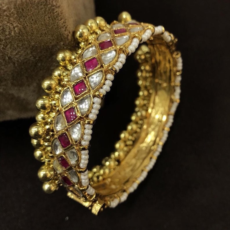 Kundan Bangle Kundan Bracelet Gold Plated Traditional Kangan Indian Ethnic Bangle Punjabi Kada Bridal Bracelet Bangle Sabyasachi Jewellery