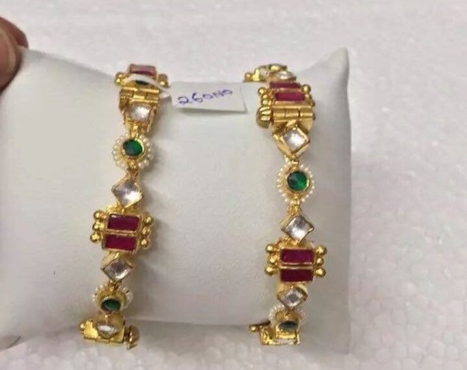 Handmade Kundan Bangles, South Indian Bridal Jewelry