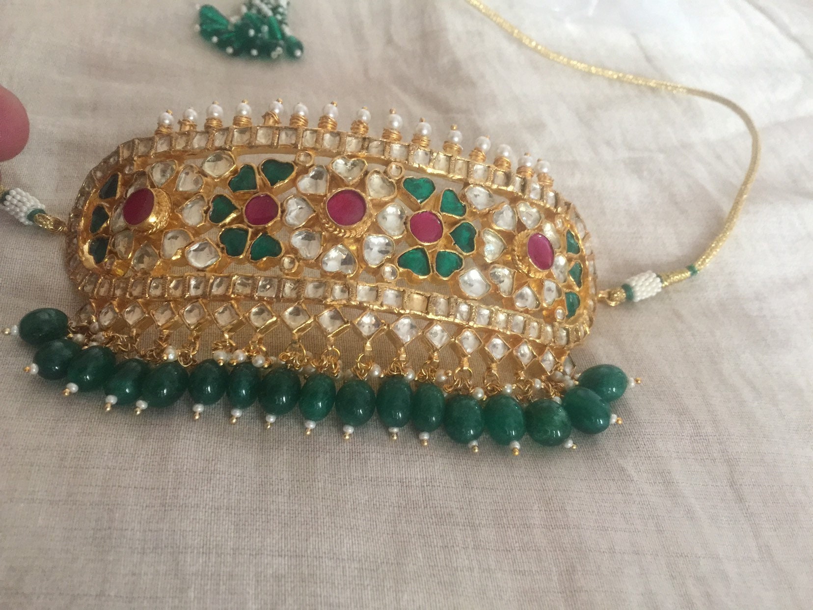 Handcrafted Kundan Choker Necklace Earrings Perfect for Weddings & Festive Wear