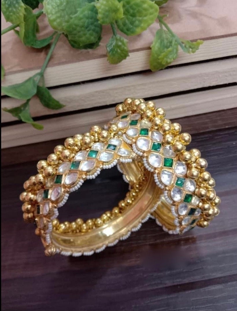 Green White Gold Tone Kundan BraceletDefault Title | Embellished bracelet,  Bridal jewelry vintage, Hand jewelry