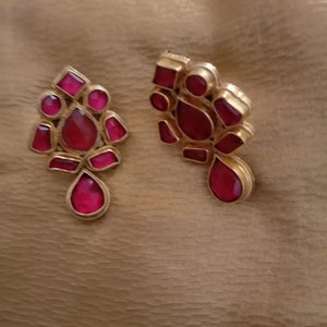 Kundan Earrings, Indian Polki Earrings, Kundan Earrings, Gold Plated South Indian Jewelry, Roual Jadau Polki Jewelry, Indian bridal Jewelry