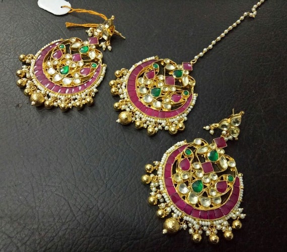 Kundan Tikka Earrings Set For Ladies Buy Online – Gehna Shop