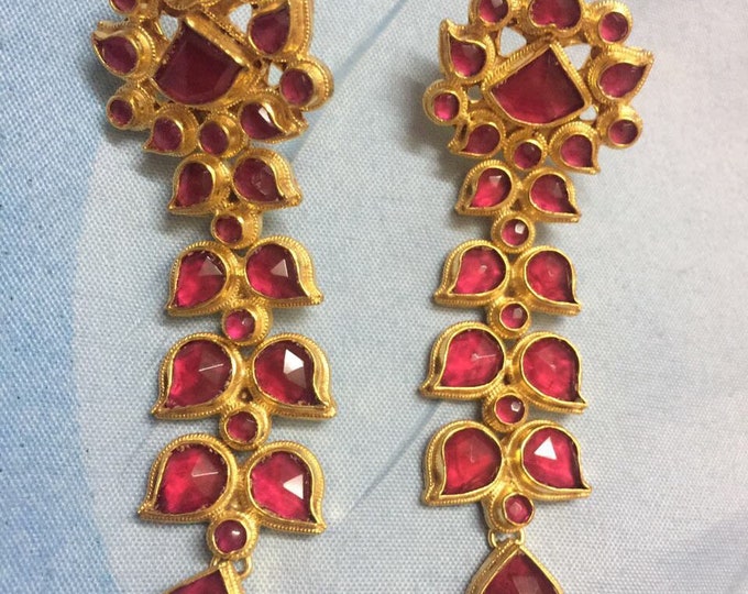 Handmade Kundan Chand Bali Earrings, Gold Finish Indian Jewelry, Pink Pearl Drops