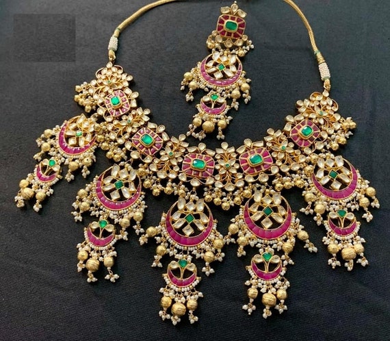Kundan Jewelrywedding Necklacessouth Indian Bridal Etsy kundan jewelry wedding necklaces south indian bridal jewelry sabyasachi inspired choker necklace with chandbali earrings kundan jewellery
