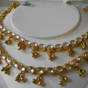 Kundan Anklets,Indian Traditional  Bridal Anklets,Kundan Jewelry,South Indian Jewelry,Pakistani Jewelry Anklet,Gold Plated Polki Pajeb Payal