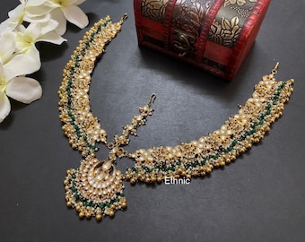 Kundan Mathapatti,Matha Patti,Bridal Accessories,Forehead Jewelry,Kundan Maangtikka,Indian Head Piece,South Indian Matha Patti,Kundan Damini