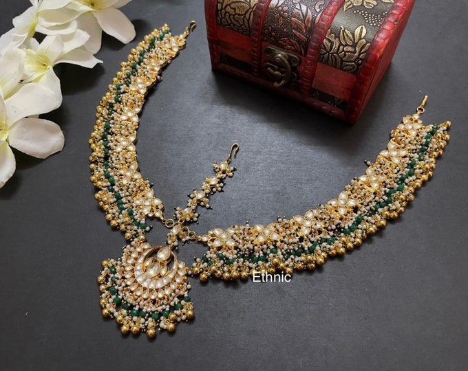 Handmade Kundan Mathapatti, Indian Bridal Forehead Jewelry
