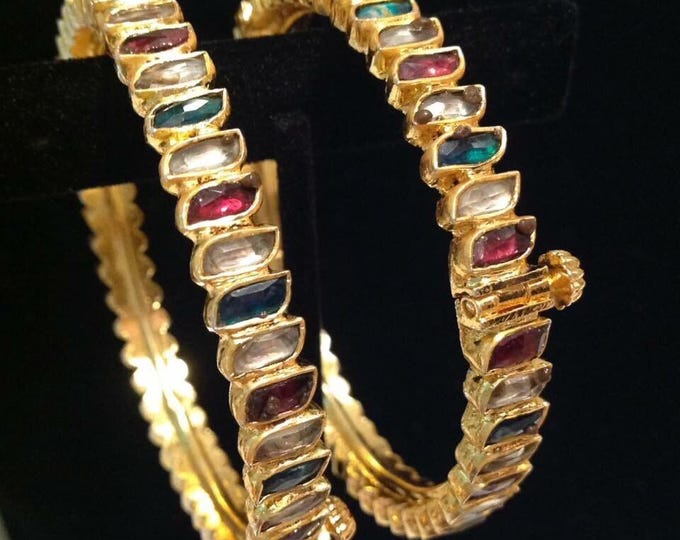 Handmade Kundan Bangles | Gold Finish Indian Bridal Bracelets