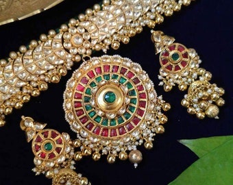 Kundan Schmuck, indische Hochzeit Halskette, südindische BrautSchmuck, Kundan Sets, Bollywood Mode Schmuck, handgefertigte Schmuck für Desi Bräute