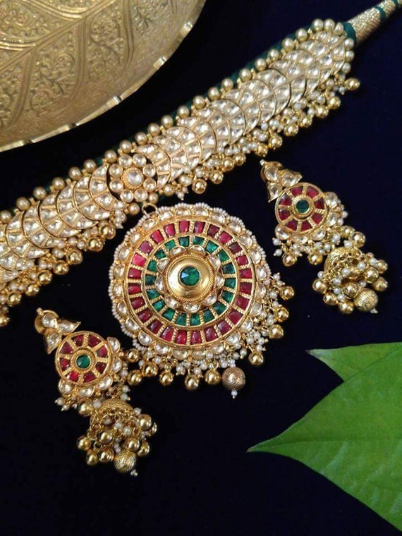 Kundan Jewelry Indian Wedding Necklace South Indian Bridal Jewelry Kundan Sets Bollywood Fashion Jewellery Handmade Jewelry for Desi Brides