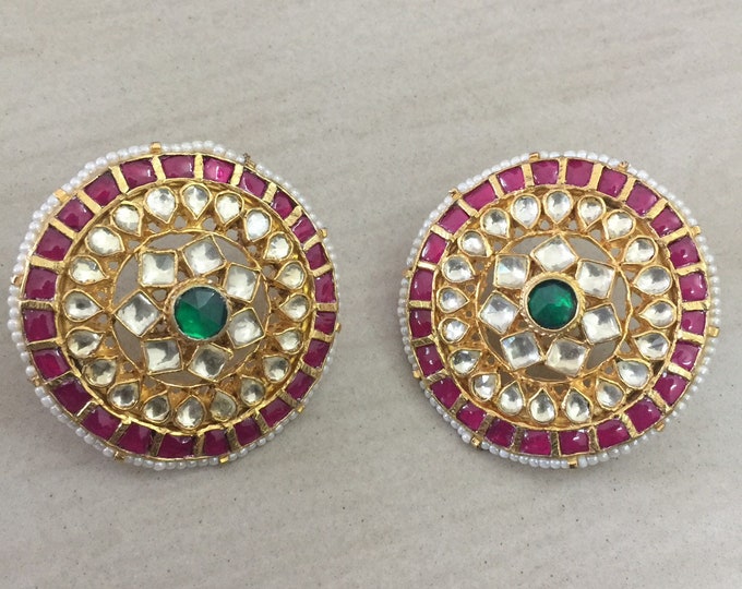 Handmade Kundan Earrings, Indian Wedding Jewelry
