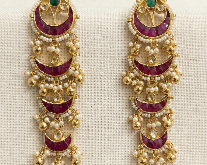 Handcrafted Kundan Chandbali Earrings | 22k Gold Plated Bridal Jewelry