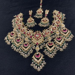 Kundan Wedding Jewelry,Indian Bridal Necklace, Sabyasachi Inspired Kundan Necklaces,Gold Plated Pakistani Jewelry, Necklace with Earrings