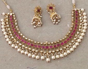 Kundan Choker Necklaces for Indian Brides Kundan Jewelry Sabyasachi Wedding Jewelry Gold Plated Jewellery Gulubandh Neckpiece Ethnic Jewelry