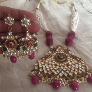 Kundan Jewellery | Necklace with Earrings Set |South Indian Jewelry | Kundan Pendant Necklace |Sabyasachi Inspired Jewelry Set | Earrings