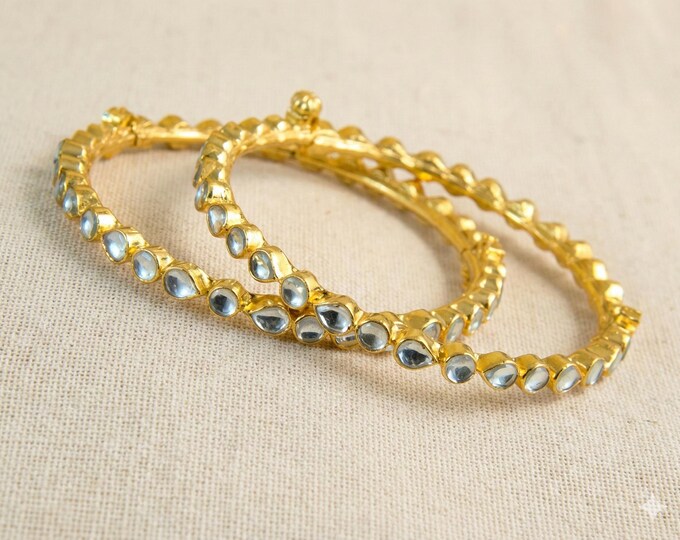 Handmade Kundan Bangles, Gold Plated Indian Bridal Jewelry