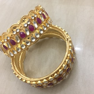 Kundan Bangles,South Indian Jewelry,Kundan Polki Bracelets,Bridal Bracelets,Indian Traditional Openable Wedding Bangle,Punjabi Pink Bangles