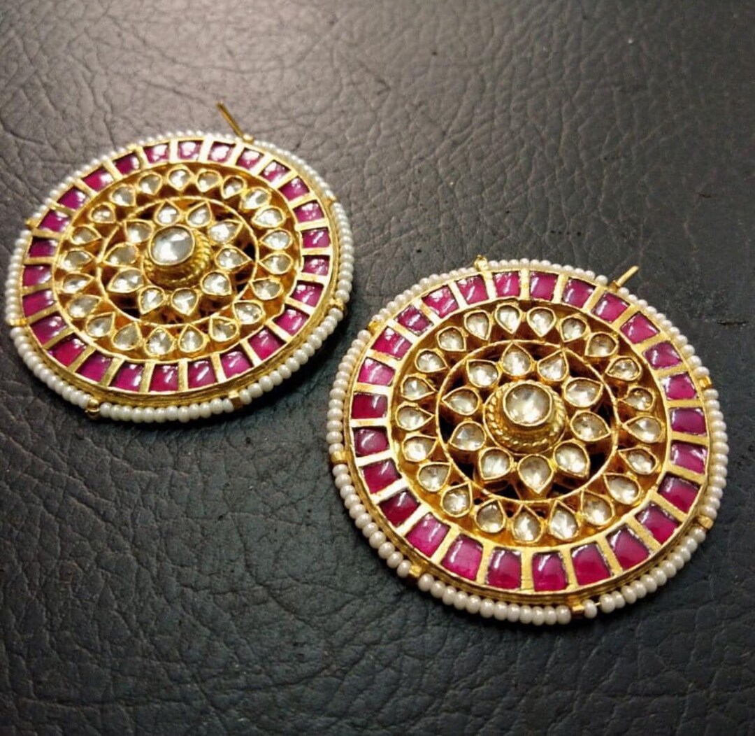 Kundan stud earrings gold discount