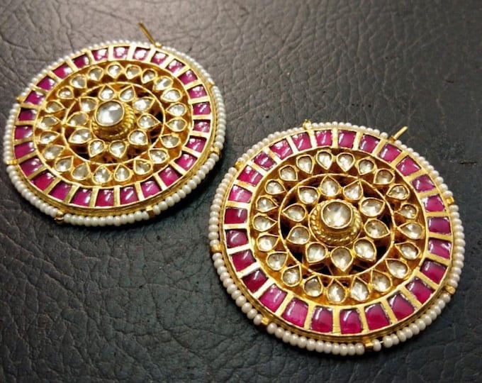 Kundan Stud Earrings: Gold-Plated Indian Wedding Jewelry