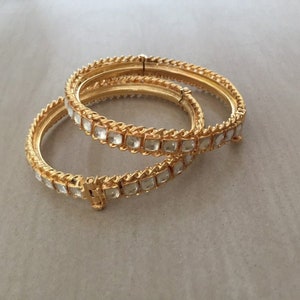 Kundan Bangles Pair Sabyasachi jewelry Bridal Bracelets Indian Traditional Openable Ethnic Heritage Bangle Kada Punjabi Wedding Jewelry