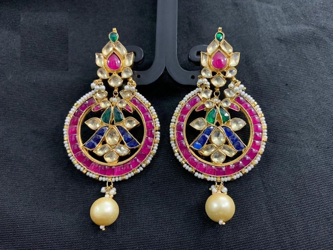 Kundan Earrings Chandbali South Indian Traditional Earrings - Etsy