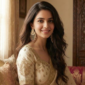 Handmade Kundan Chandbali Earrings, Gold Plated Indian Bridal Jewelry, Kundan Jewellery image 2