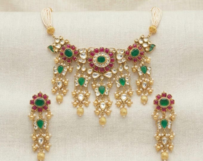 Handmade Kundan Choker Necklace Set | Indian Heritage Jewelry