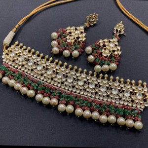Kundan Wedding Jewellery,Choker Necklace,Kundan Jewelry,Sabyasachi Inspired Necklace with Earring,Statement Bridal Necklace for Indian Bride