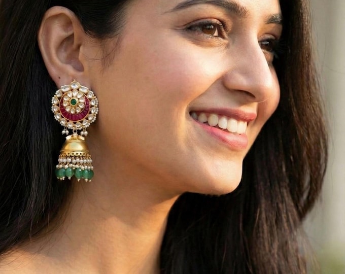 Kundan Chandbali Earrings | Indian Dangler Jumkhi, Ethnic Jewelry
