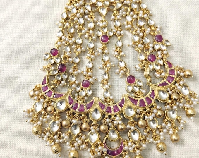 Handmade Kundan Jhoomer Passa, Indian Bridal Jewelry