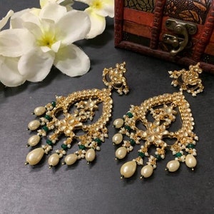 Kundan Earrings, Chandbali Earring,Anninersary gift,Indian Jewelry,Gold Plated Kundan Jewelry,Best gift for her, Diwali 2025 offer for sale