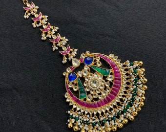 Kundan Mangtikka for Indian Brides Bridal Tikka Mathapatti Hair Accessory Wedding Jewelry Gold Plated Wedding Tikka Indian Forehead Jewelry