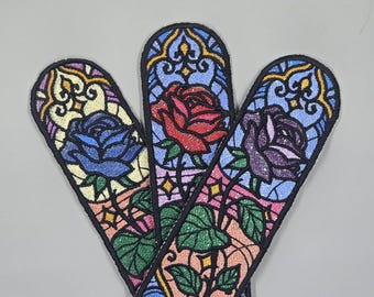 Sparkly Embroider Rose Bookmarks