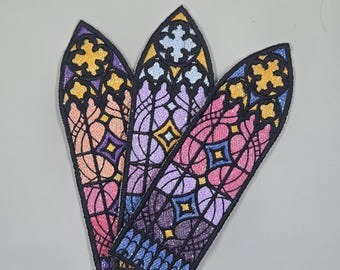 Sparkly Sunset Stain glass Embroidery Bookmark