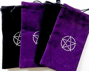 Velvet Pentagram Tarot Bag - Choose Purple or Black