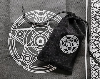 Large Reading Cloth Pentagram (49 X 49 Cm) + Tarot Card Bag Matching Set