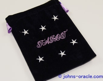 Large Purple Velvet Tarot/Angel Card Bag - Stars & Tarot