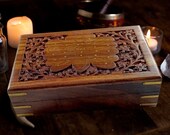 Hand-Carved Sheesham Butterfly Large Sized Tarot Card Box With Brass Corners