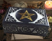 Soapstone Tarot Altar Trinket Box with Pentagram Design