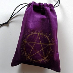 Purple Velvet Pentagram Tarot Cards Bag Pouch