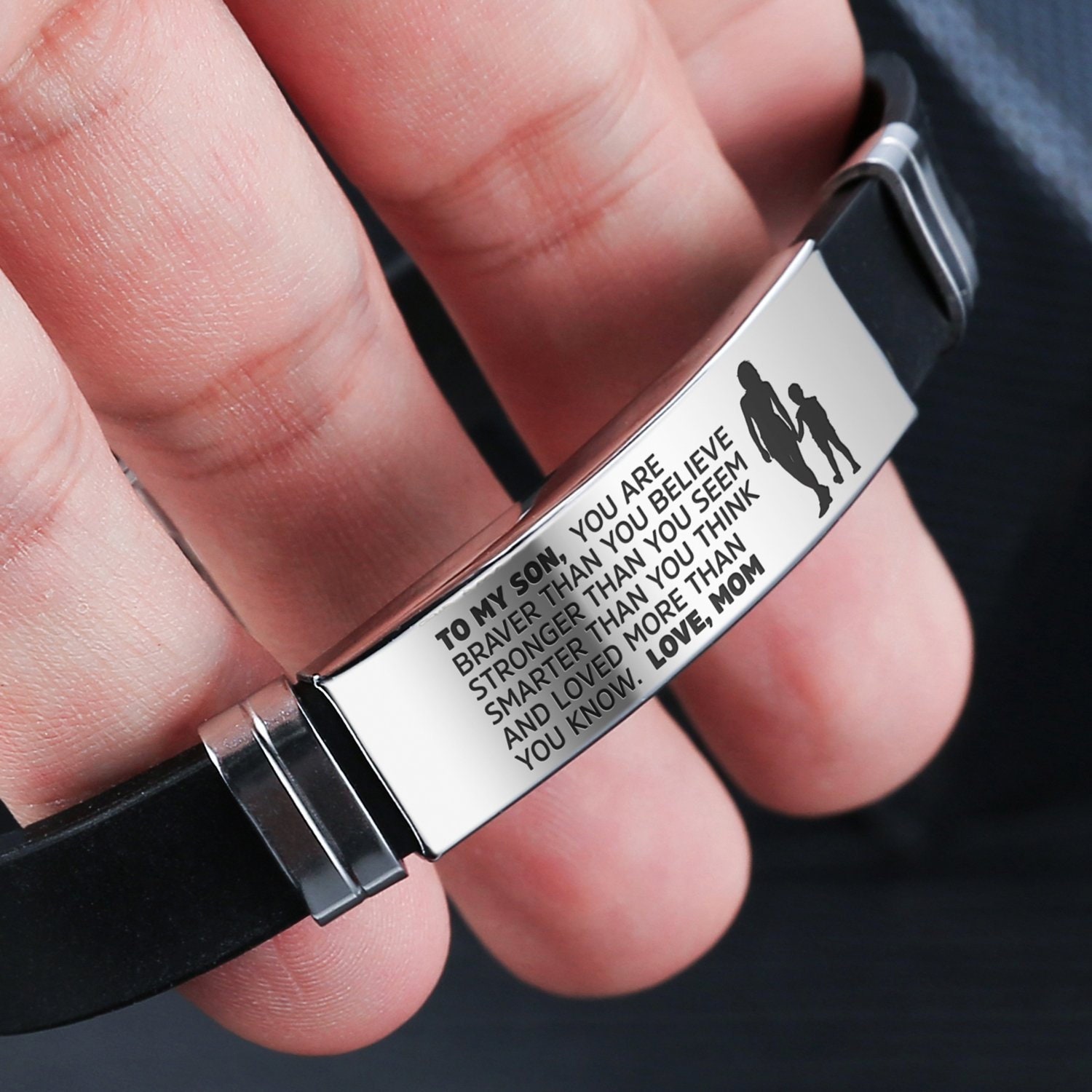 From Mom to Son Steel Silicone Bracelets Etsy