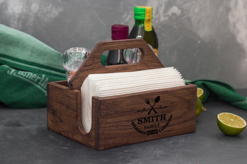 Dark napkin holder with salt and pepper Cafe condiment holder Etsy