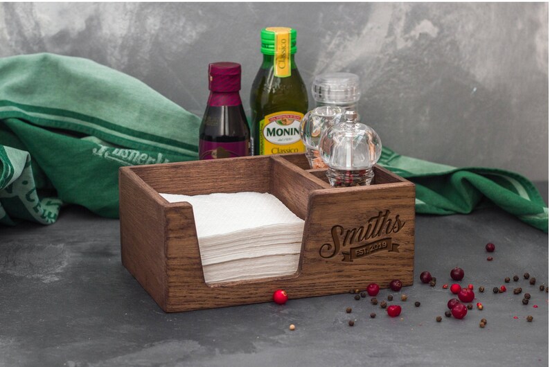 Personalized Napkin holder Rustic Wooden napkin holder with Etsy