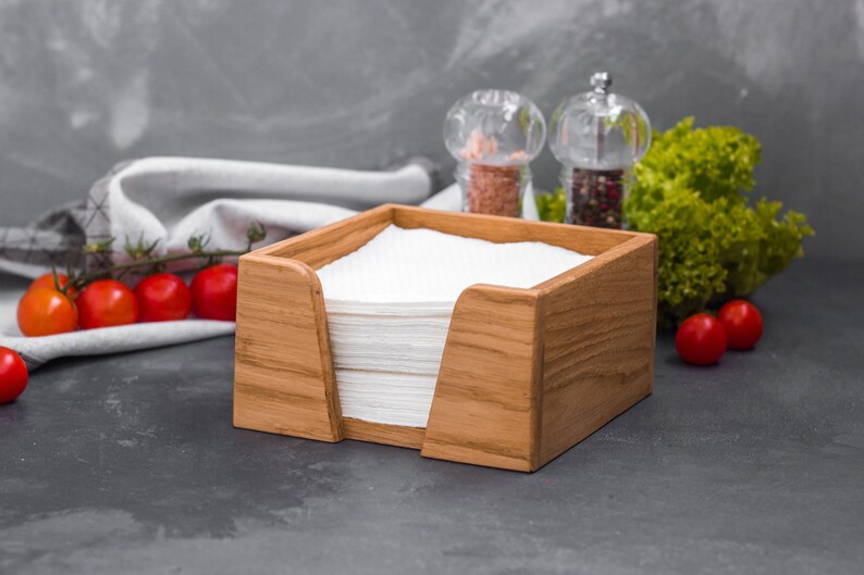 Napkin holder wood Rustic Square table napkin box for Etsy