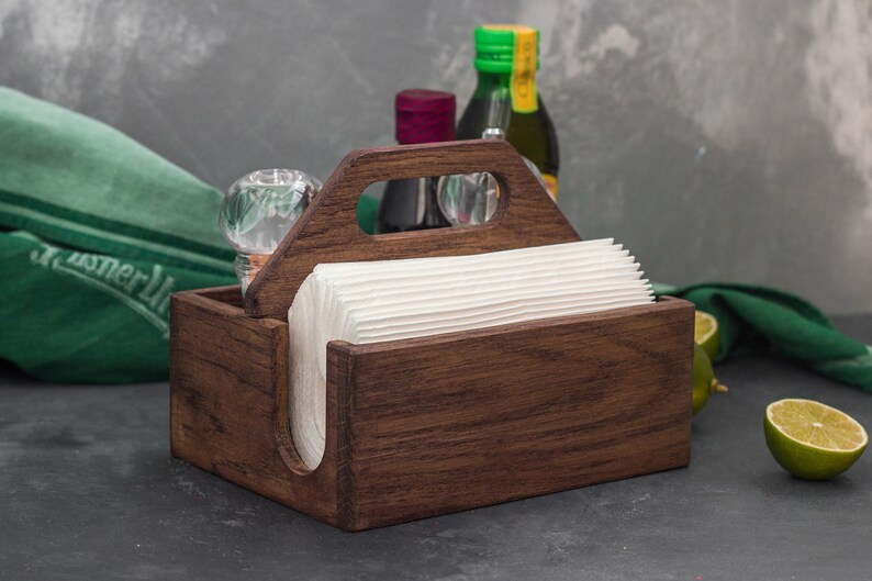 Rustic Napkin holder Napkin and salt and pepper holder Etsy