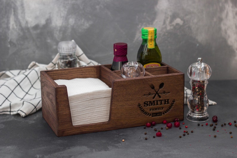 Kitchen napkin holder with salt and pepper Restaurant table Etsy