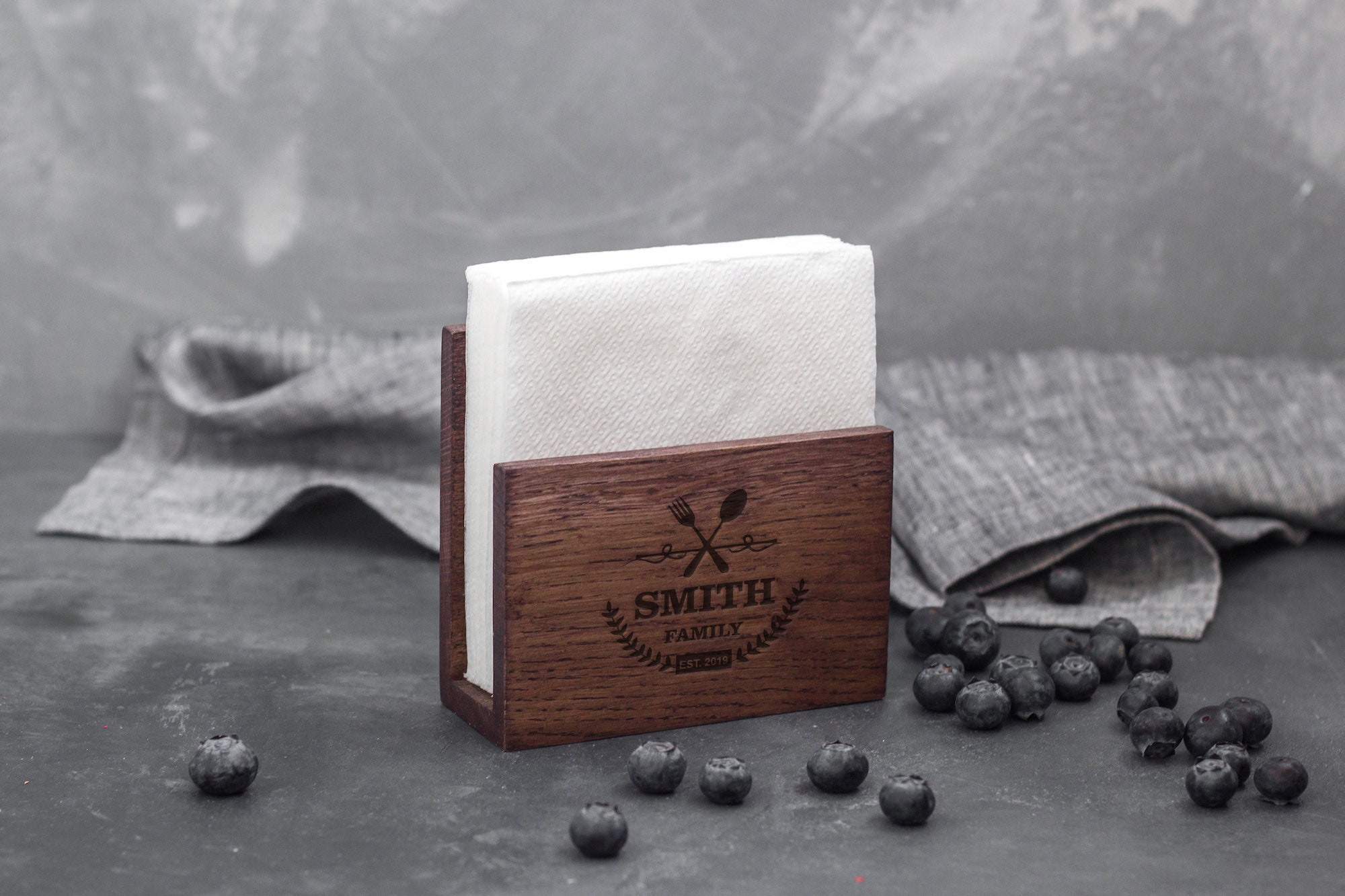 Personalized napkin holder Rustic table napkin holder Bar Etsy