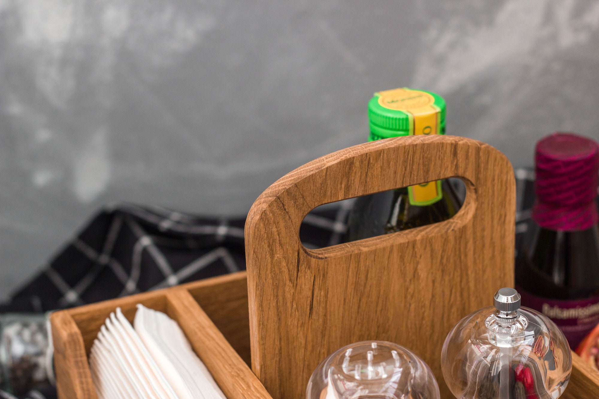 Wood napkin holder Personalized utensil caddy with salt and Etsy