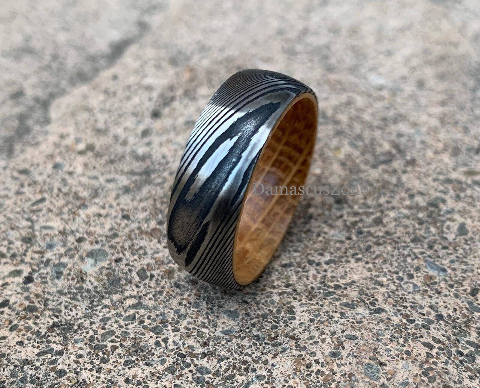 Damascus Ring Damascus Steel Ring 8mm Stainless Damascus | Etsy